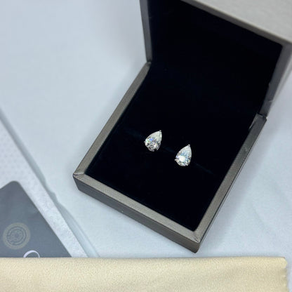 VVS Moissanite Pear-Shape Solitaire Earrings